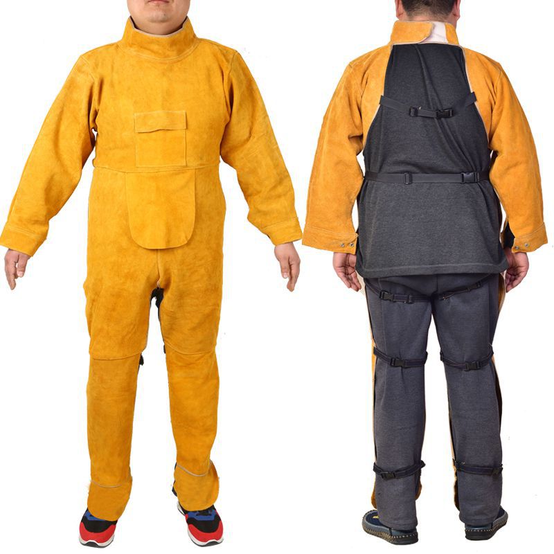 Leather Work Overalls - 소가죽 긴 소매 용접 의류, 난연성