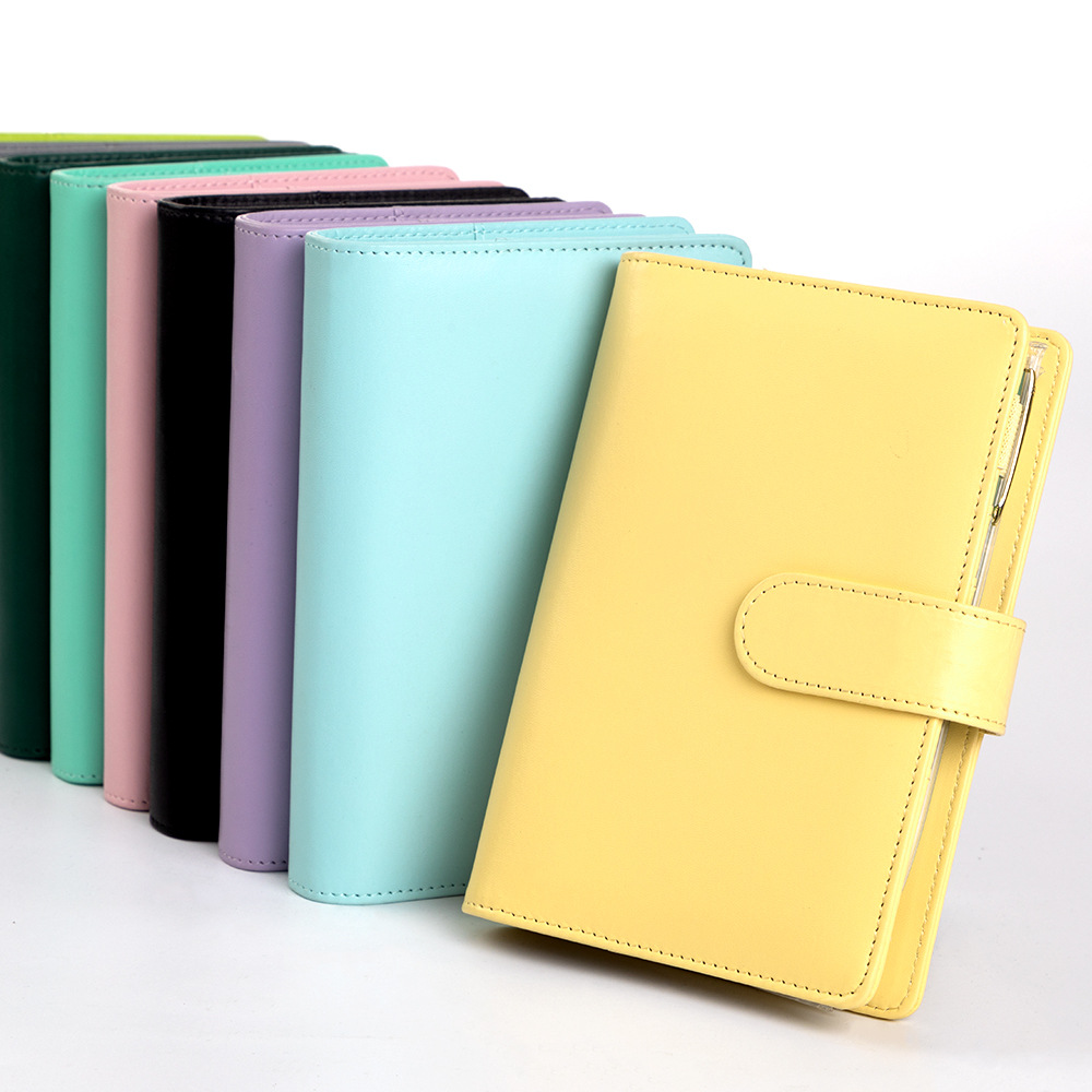 Leatherwork Books - A6 마카롱 PU 가죽 바인더 노트북