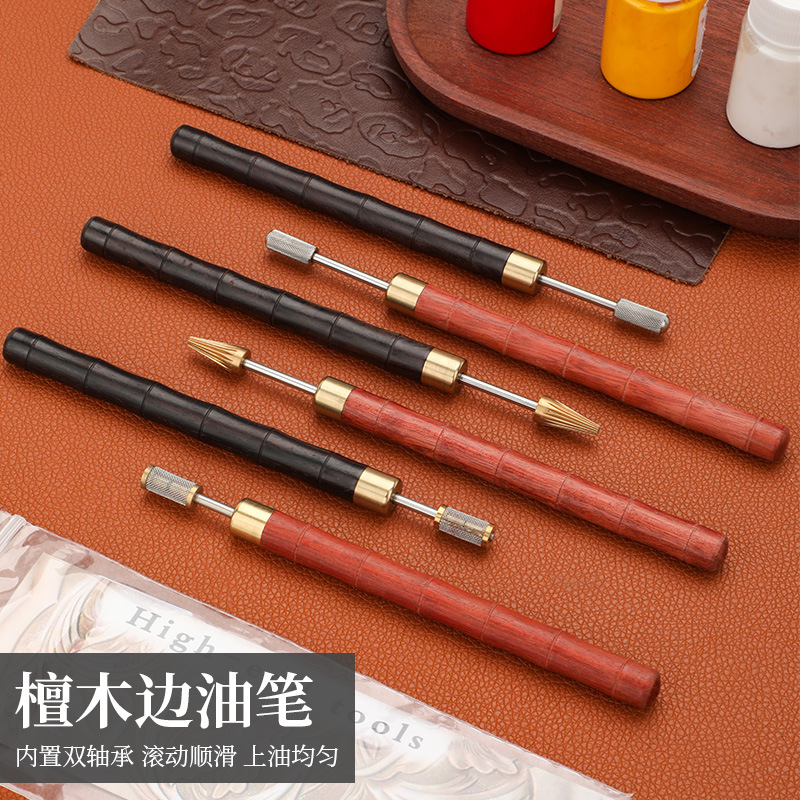 Leather Dye Finish - 황동 팁이 있는 에보니 우드 엣지