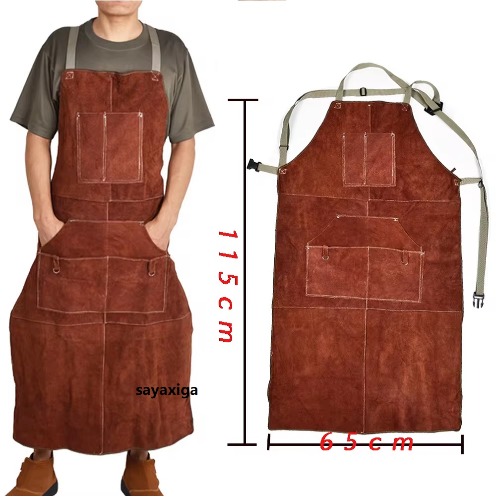 Leather Work Overalls - 소가죽 용접복 앞치마 세탁 가능한 단열
