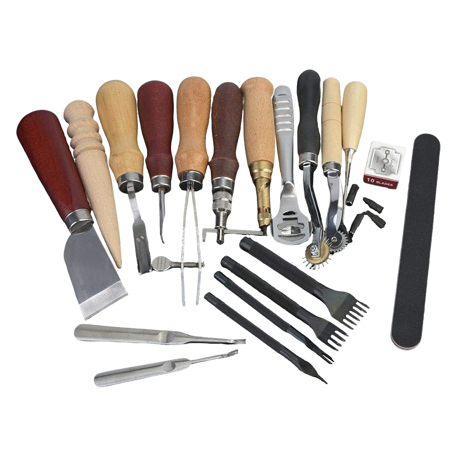 Leatherwork Beginner Tools - 가죽 공예 도구 세트, 19종 가죽
