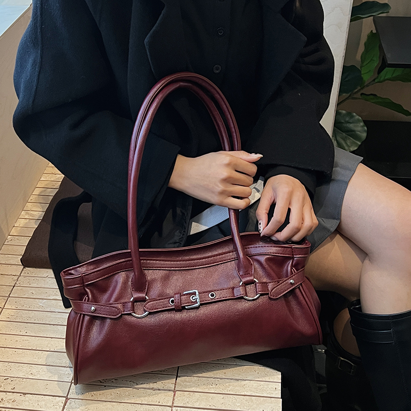 Leatherwork Ideas - LEFTSIDE 2025 신상 여성용 레드 가죽