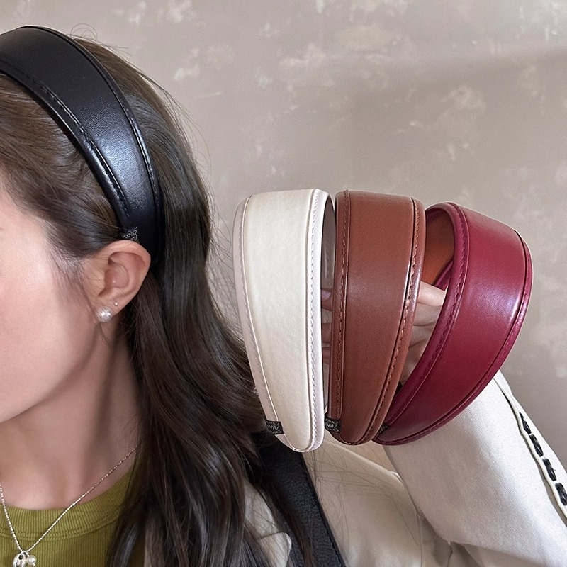 가죽 헤어밴드 심플 단색 한국 헤어 후프 여성용 레트로 - Leatherwork Rings 리뷰 및 가격