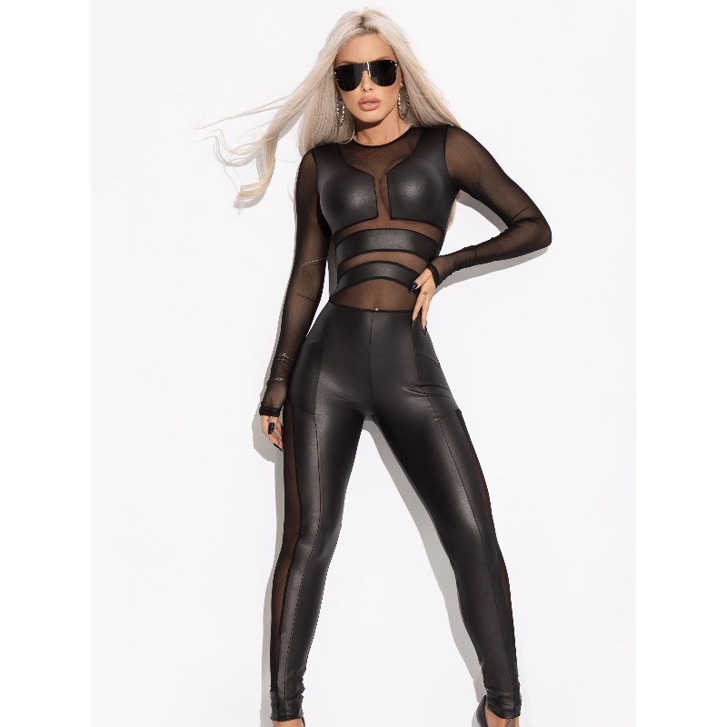 크리스나나스 가죽 점프수트 스플릿 조인트 메쉬 O넥 랩 - Leather Work Overalls 리뷰 및 가격