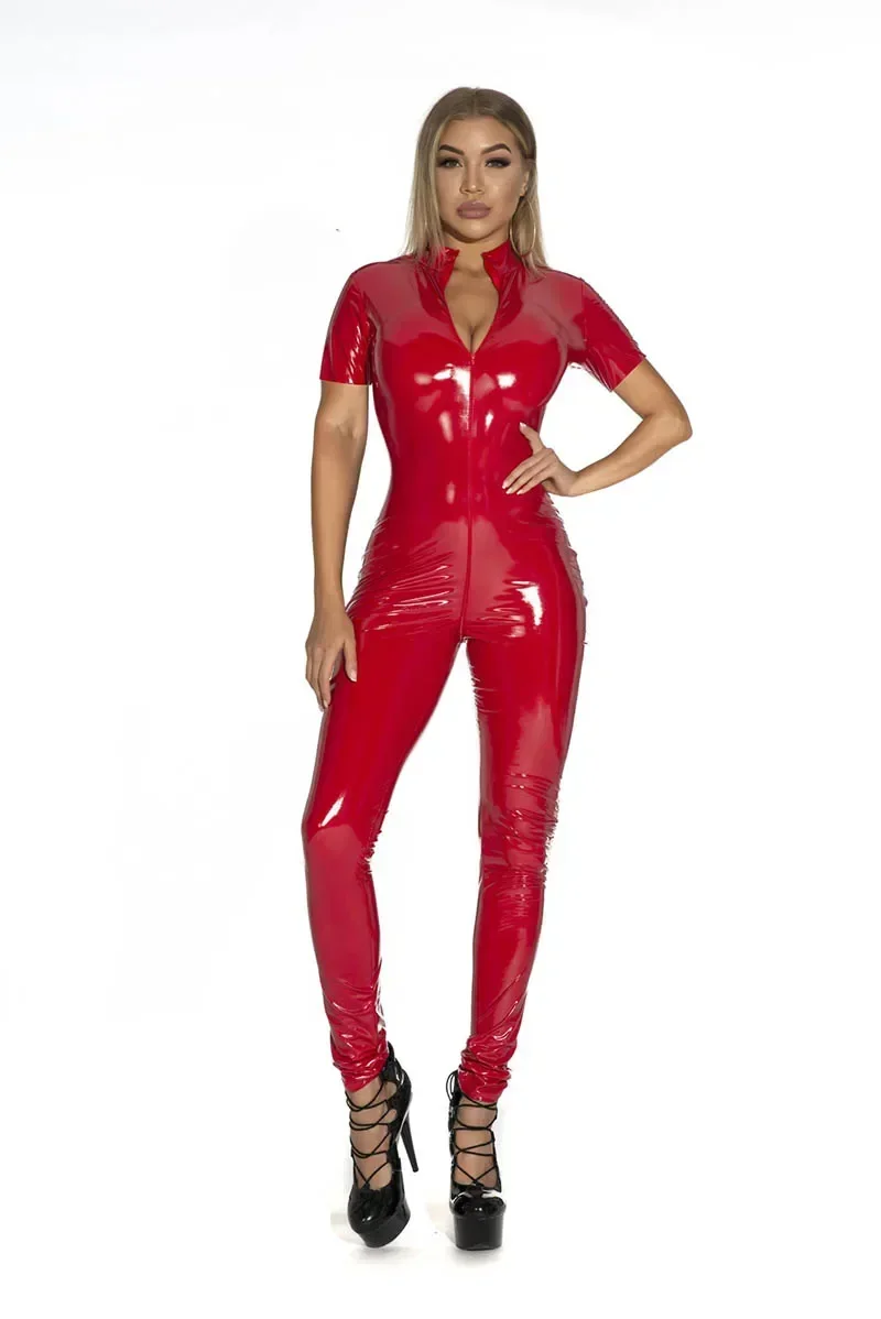 여성용 젖은 모양의 반짝 이는 PU 인조 가죽 점프 슈 - Leather Work Overalls 리뷰 및 가격