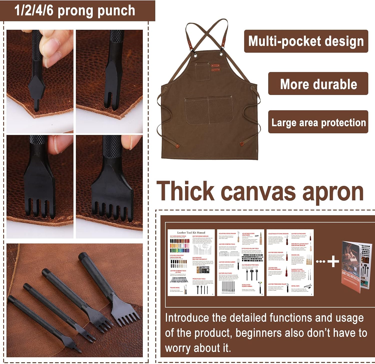 초보자를 위한 628종 가죽 공예 도구 세트, 가죽 포 - Leatherwork Beginner Tools 리뷰 및 가격