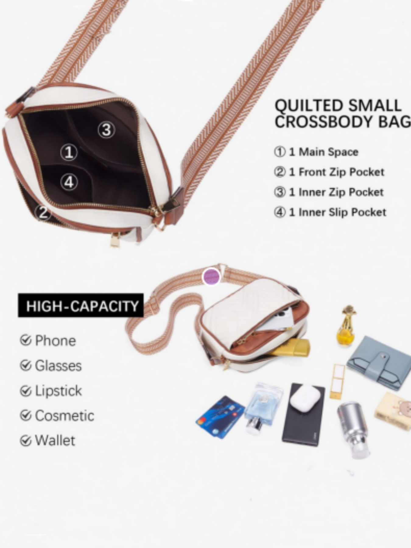 여성용 퀼팅 크로스바디 백, 인조 가죽 숄더백 정리함, - Leatherwork Products 리뷰 및 가격