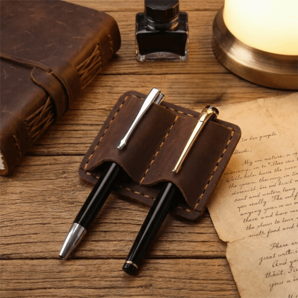 더블 빈티지 가죽 펜 루프 홀더 우아한 수제 레트로 펜 - Leatherwork Books 리뷰 및 가격