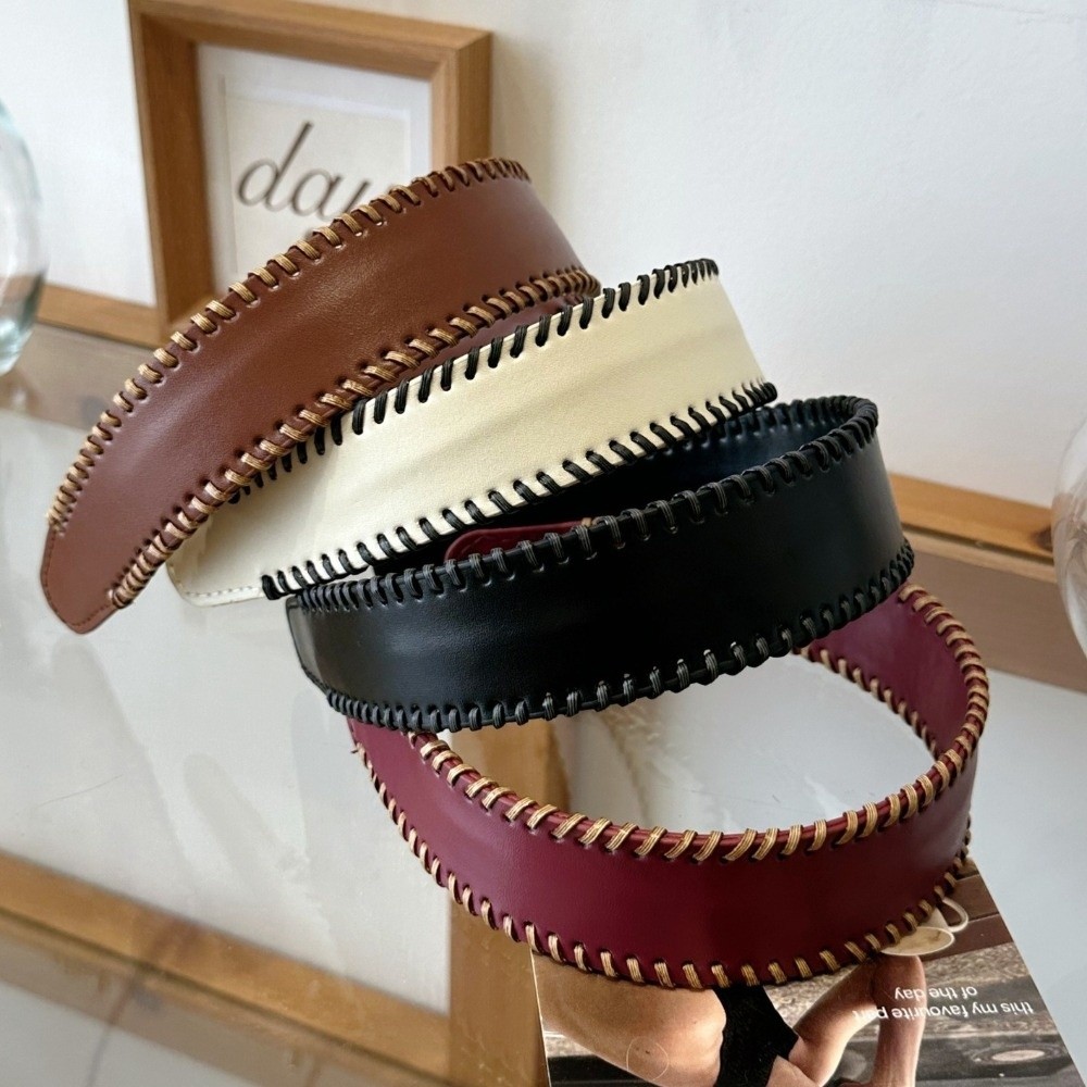 심플한 단색 가죽 헤어밴드 한국 스타일 여성용 헤어 후 - Leatherwork Rings 리뷰 및 가격