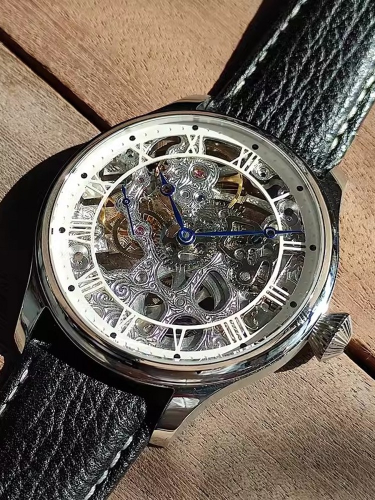 패션 남성용 기계식 수동 시계 핀 버클 천연 가죽 기계 - Leatherwork Ideas 리뷰 및 가격
