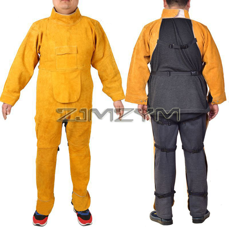 소 가죽 가죽 용접 양복 작업복 특수 보호 복 안티 화 - Leather Work Overalls 리뷰 및 가격