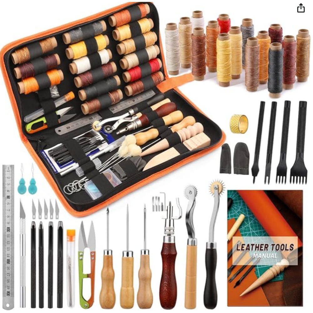 가죽 공예 도구 세트, 초보자 및 성인용 선반코팅 실, - Leatherwork Beginner Tools 리뷰 및 가격