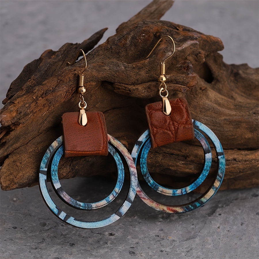 2026 뉴 보헤미안 가죽 더블 링 귀걸이, 가벼운 무 - Leatherwork Rings 리뷰 및 가격